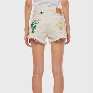 ALANUI white denim embroidered MERMAID short from The Webster. Size 28